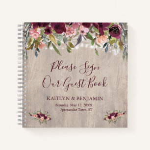 Rustikales Holzflorenleuchten Hochzeitshaus Notizbuch