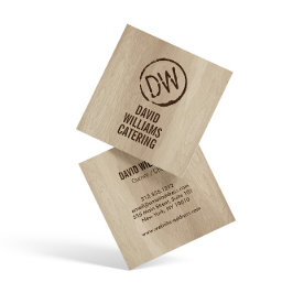 Rustikales holzgebranntes Monogramm für Catering Quadratische Visitenkarte