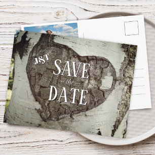 Rustikales Holzherz Foto Save-the-Date Ankündigungspostkarte