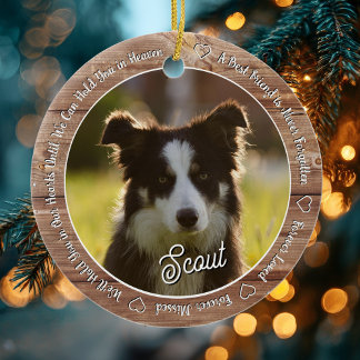 Rustikales Holzhund-Denkmal Für immer geliebt & ve Keramik Ornament