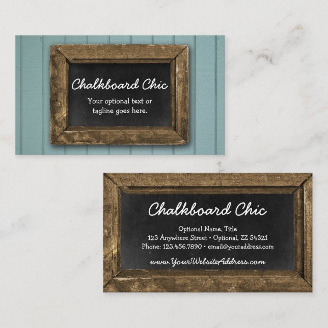 Rustikales Holzkhalkboard Rahmen Shabby Chic Blau Visitenkarte (Vorne/Hinten)