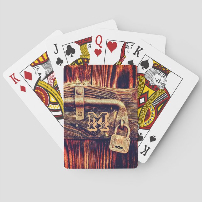 Rustikales Holzkorn Antiquitätenschloss Spielkarten (Rückseite)