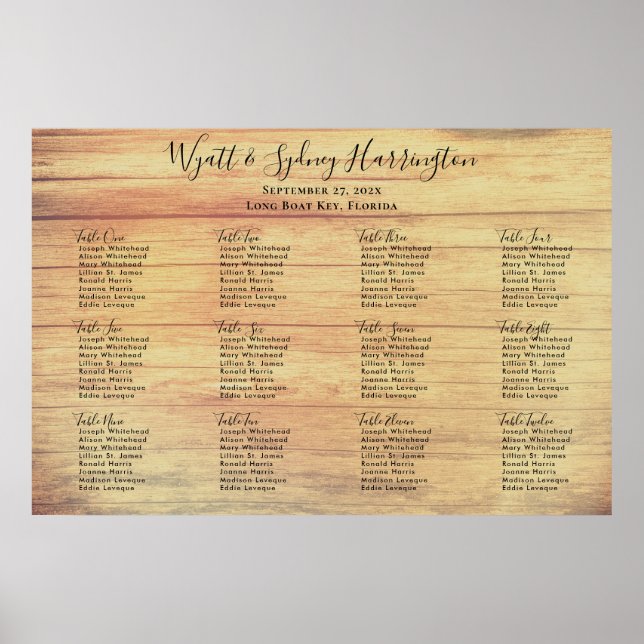 Rustikales Holzkörnchen für Hochzeitssitze Poster (Vorne)