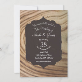Rustikales Holzkörnchen Minimal Elegante Hochzeit Einladung