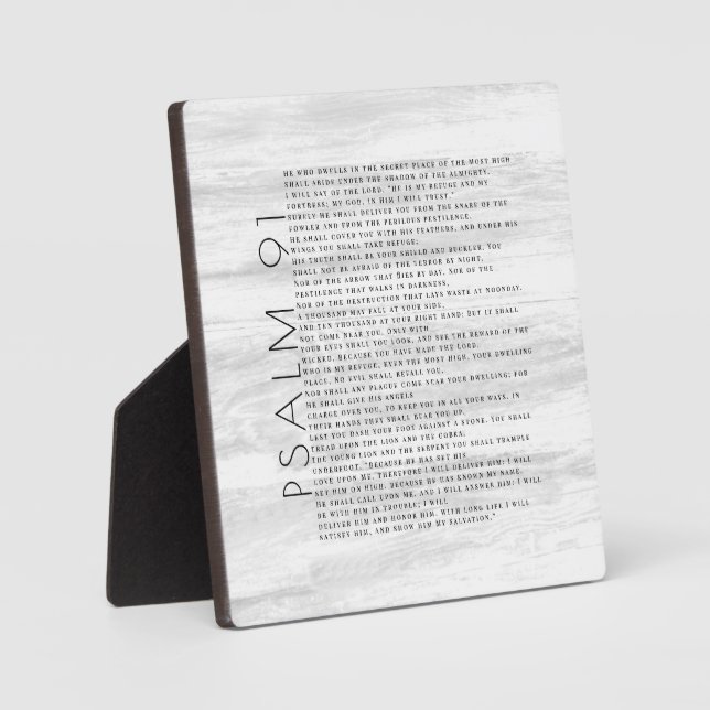 Rustikales Holzkörnchen Psalm 91 Zeichen Fotoplatte (Vorderseite)