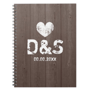 Rustikales Holzkornholz Hochzeitsgast-Notebook Notizblock