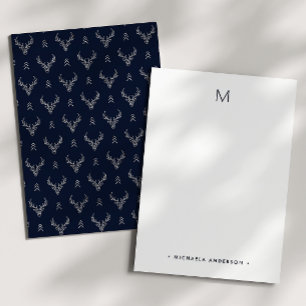 Rustikales Holzland Hirsch Monogram & Name Station Mitteilungskarte