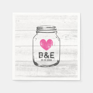 Rustikales Holzmason Glas Landschaft Hochzeitsnapk Serviette
