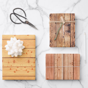 Rustikales Holzplanken-Muster - Wald aus alten Bäu Geschenkpapier Set