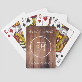 Rustikales Holzschauen-Monogramm Spielkarten
