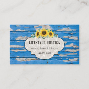 Rustikales Holzschnitzel Shabby Grunge Sonnenblume Visitenkarte