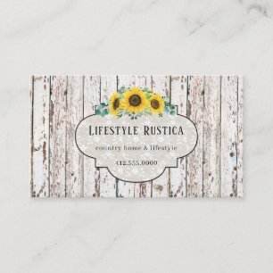 Rustikales Holzschnitzel Shabby Grunge Sonnenblume Visitenkarte