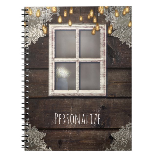 Rustikales Holzstall-Fenster & Lights Landhaus Notizblock (Vorderseite)