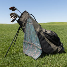 Rustikales Holztor und Bügeleisen in blau, persona Golfhandtuch