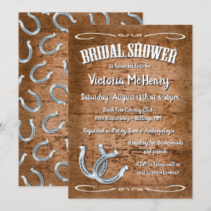 Rustikales Horseshoe Western Bridal Dusche Einladu Einladung