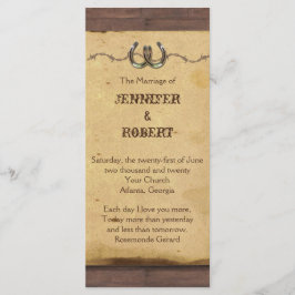 Rustikales Horseshoes Barbed Wire Wedding Program Programm