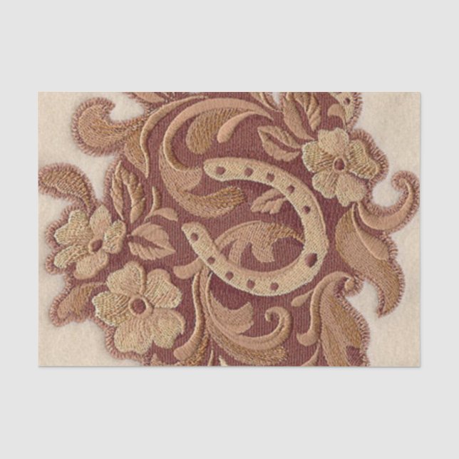 rustikales Hufeisencowgirl-Westernland mit Blumen Seidenpapier (Vorderseite)