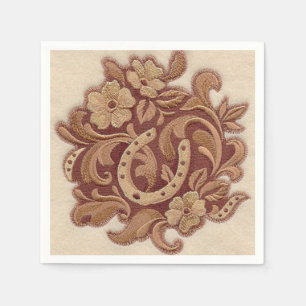 rustikales Hufeisencowgirl-Westernland mit Blumen Serviette