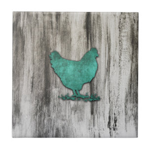Rustikales Huhn (blau) Fliese