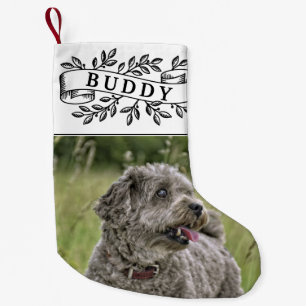 Rustikales Hunde Foto und Name Festivals Band Kleiner Weihnachtsstrumpf
