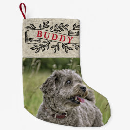 Rustikales Hunde Foto und Name Festivals Band Kleiner Weihnachtsstrumpf