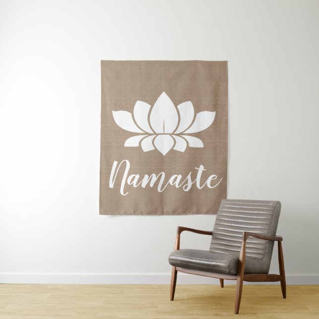 Rustikales Imitat-Leinwand Namaste weißer Wandteppich (Beispiel)