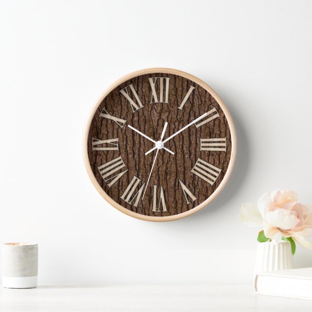 Rustikales Imitat Stück Holzkörnchen Uhr (Zuhause)