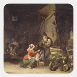 Rustikales Inneres Quadratischer Aufkleber