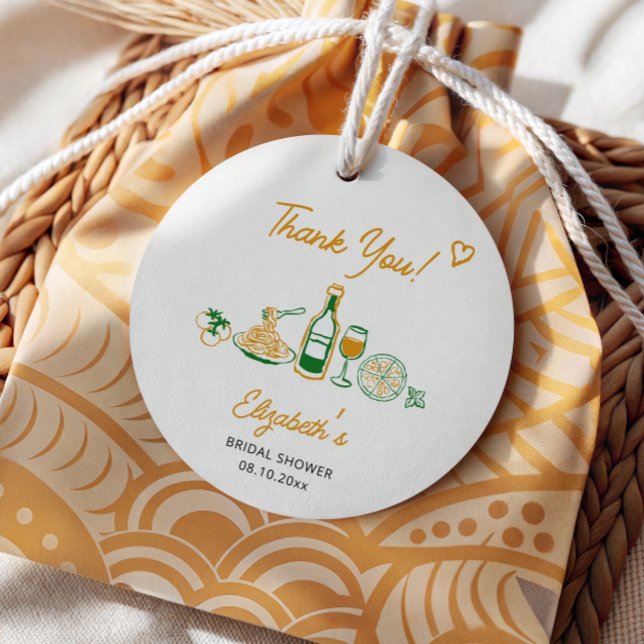 Rustikales italienisches Brautparty Vielen Dank Geschenkanhänger (Von Creator hochgeladen)