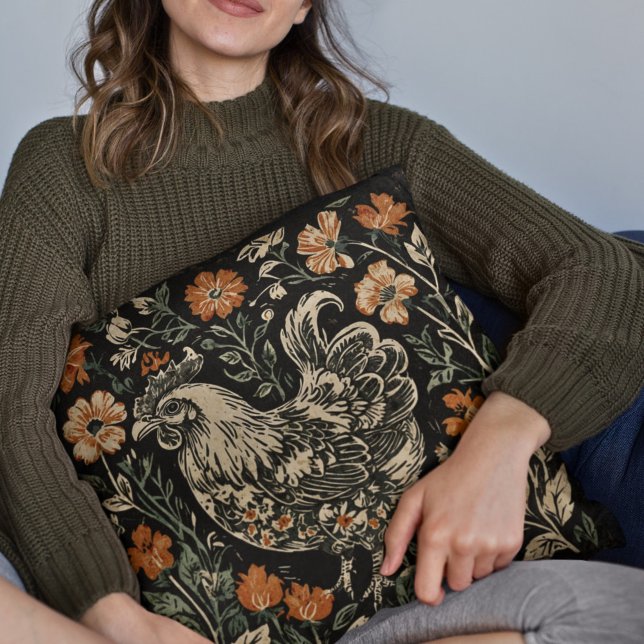 Rustikales Jugendstil-Bauernhaus Hühnerflora Akzen Kissen (Von Creator hochgeladen)