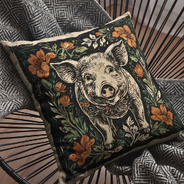 Rustikales Jugendstil-Bauernhaus Pig Floral Akzent Kissen