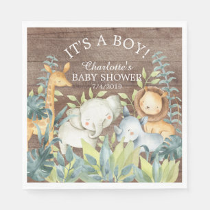 Rustikales Jungle Animal Baby Dusche Papier Napkin Serviette
