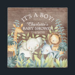 Rustikales Jungle Animals Baby Dusche Gefallen Mag Magnet<br><div class="desc">Niedliche rustikale Dschungeltiere locken auf eine neutrale Babydusche. Matching Artikel in unserem Shop erhältlich.</div>