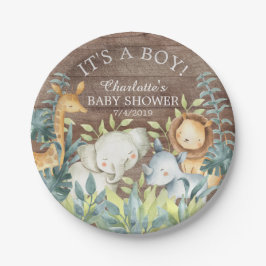 Rustikales Jungle Animals Baby Shower 7" Plättchen Pappteller