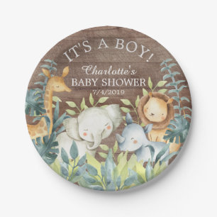 Rustikales Jungle Animals Baby Shower 7" Plättchen Pappteller