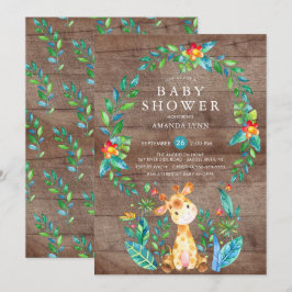 Rustikales Jungle Giraffe Boy Baby Dusche Einladung