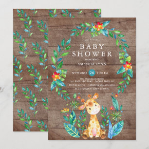 Rustikales Jungle Giraffe Boy Baby Dusche Einladung