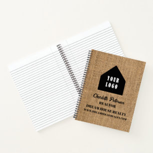 Rustikales Jute-Logo Immobilienmakler Notizbuch