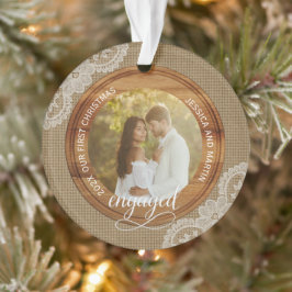 Rustikales Jute und Spitze Erstes Weihnachten verl Ornament