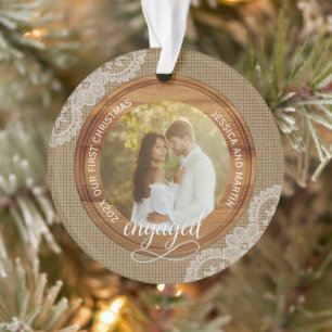 Rustikales Jute und Spitze Erstes Weihnachten verl Ornament