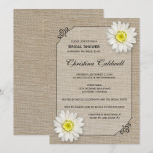 Rustikales Jute und White Daisy Brautparty Einladung