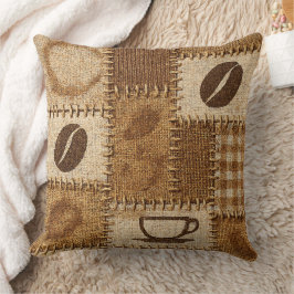 Rustikales Kaffe-Patchwork-Quilt-Kissen Kissen