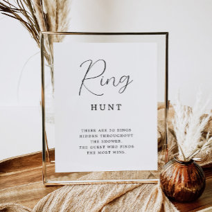 Rustikales Kalligrafie Ring Hunt Brautparty Game Poster