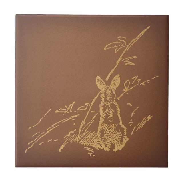 Rustikales Kaninchen Klassisches Braun-Braun-Bunny Fliese (Vorderseite)