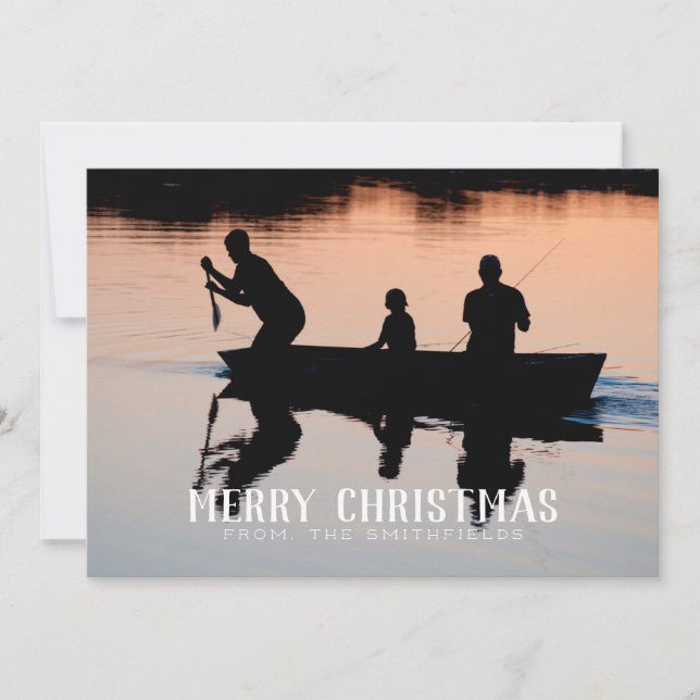 Rustikales Kanusee Familienweihnachtsfest Feiertagskarte (Vorderseite)
