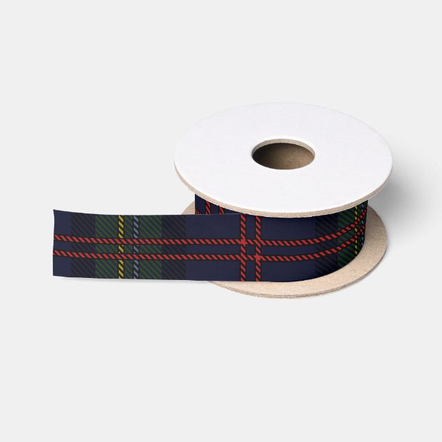Rustikales Kariert Elegantes Clan Malcolm Tartan Satinband (Spule)
