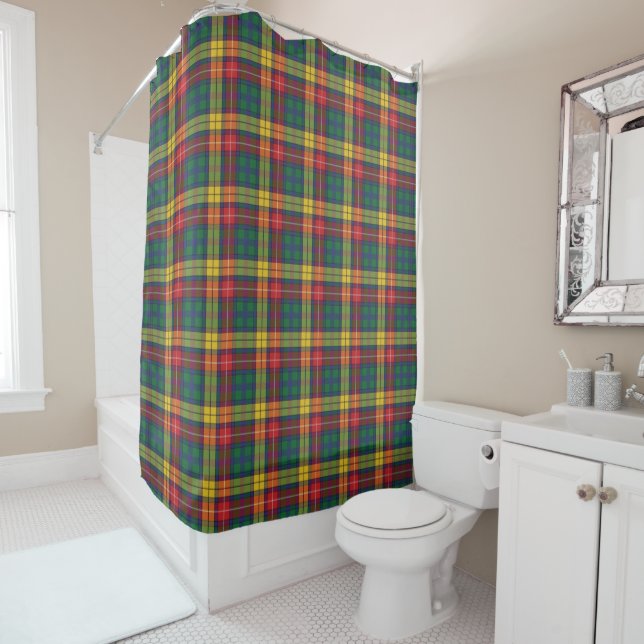Rustikales Kariertes Buchanan Tartan Hell Bauernho Duschvorhang (Beispiel)