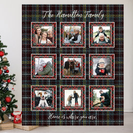Rustikales Kariertes Familienfoto Collage Blanket Fleecedecke
