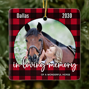 Rustikales Kariertes Pferd Memorial Pet Loss Keepa Keramikornament