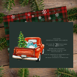 Rustikales Kariertes Weihnachtsfest Party Silver Folieneinladung